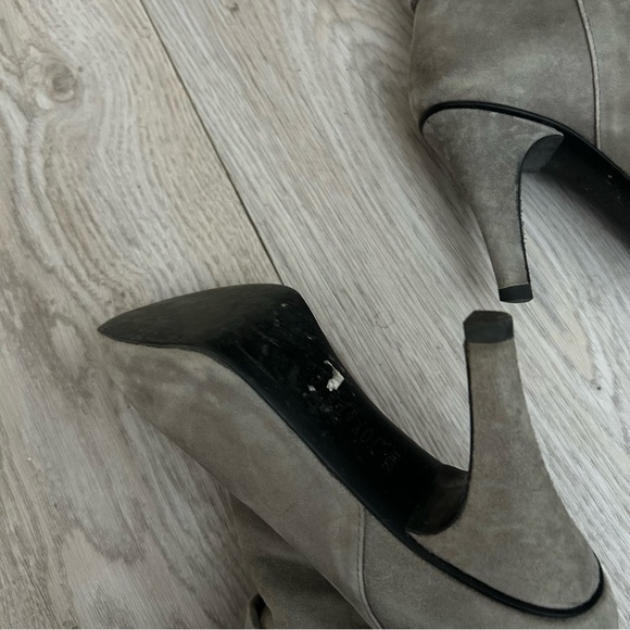 Genuine Leather Suede Grey Heeled Boots Size 6 - Picture 10 of 12